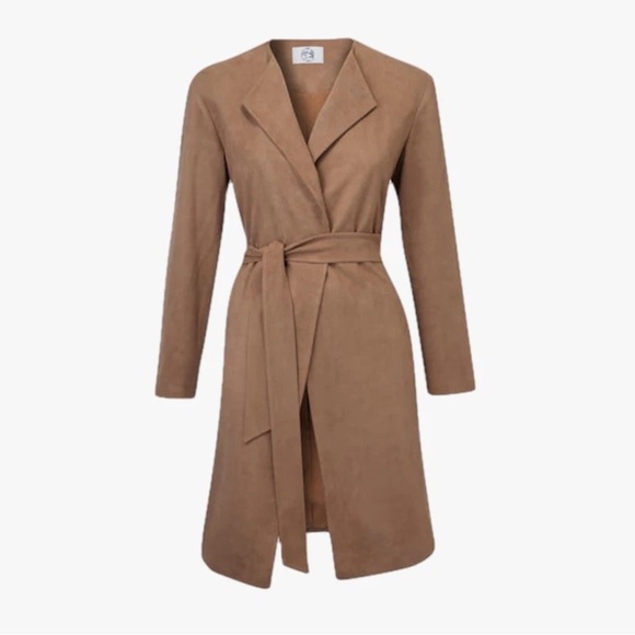 Marei1998Verbena Faux Suede Robe Jacket Tan Brown Vegan 1 S/M